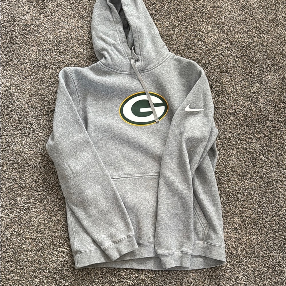 Nike Gray and Green Oversized Hoodie